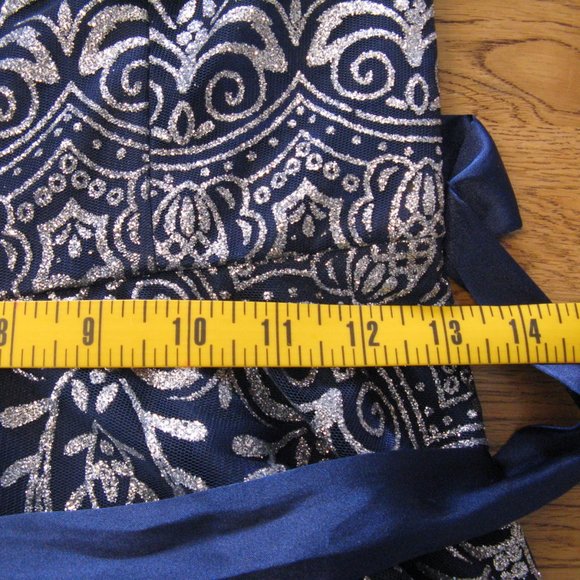 Masquerade Navy & Silver Sparkle Prom Dress - Picture 8 of 9